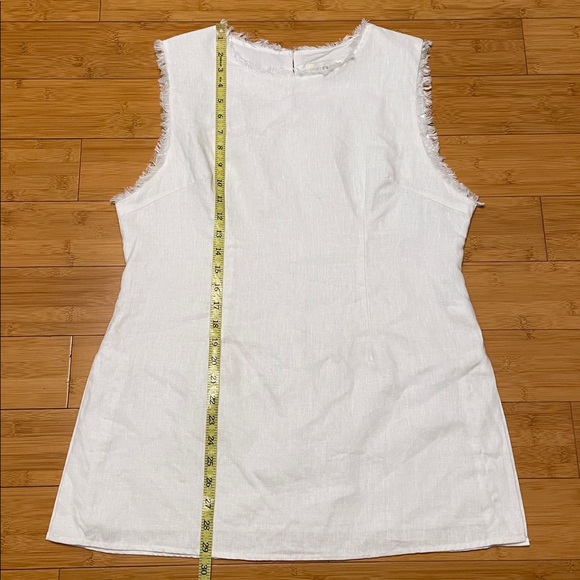 DISSH Nellie White Linen Tunic Top Size 12 Fringe Sleeveless Side Slits - Picture 16 of 16